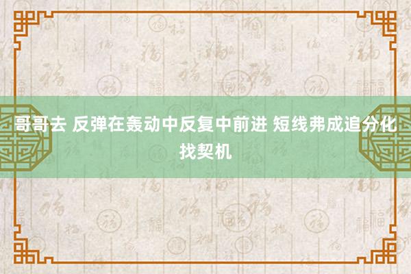 哥哥去 反弹在轰动中反复中前进 短线弗成追分化找契机