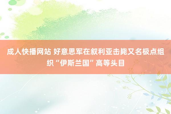 成人快播网站 好意思军在叙利亚击毙又名极点组织“伊斯兰国”高等头目