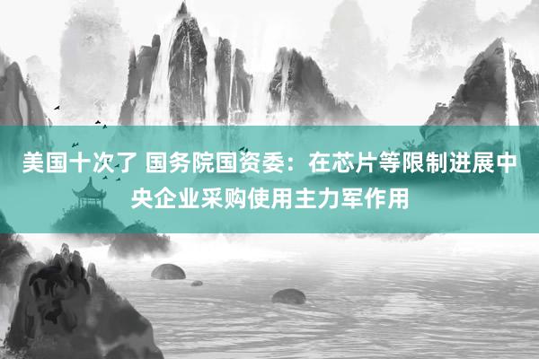 美国十次了 国务院国资委：在芯片等限制进展中央企业采购使用主力军作用