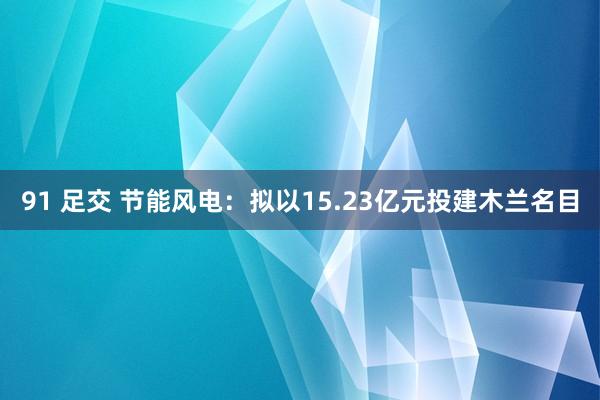 91 足交 节能风电：拟以15.23亿元投建木兰名目