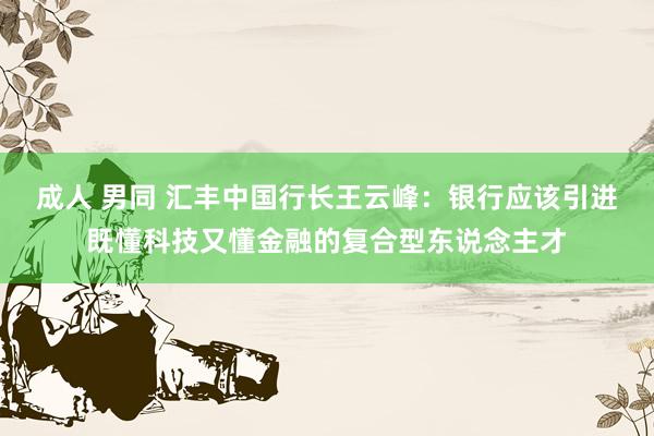 成人 男同 汇丰中国行长王云峰：银行应该引进既懂科技又懂金融的复合型东说念主才